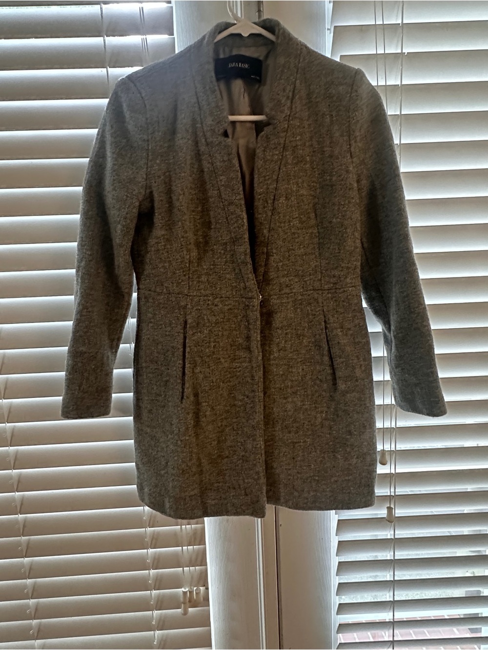 Zara Gray Tailored Wool-Blend Long Blazer Coat - Picture 2 of 12